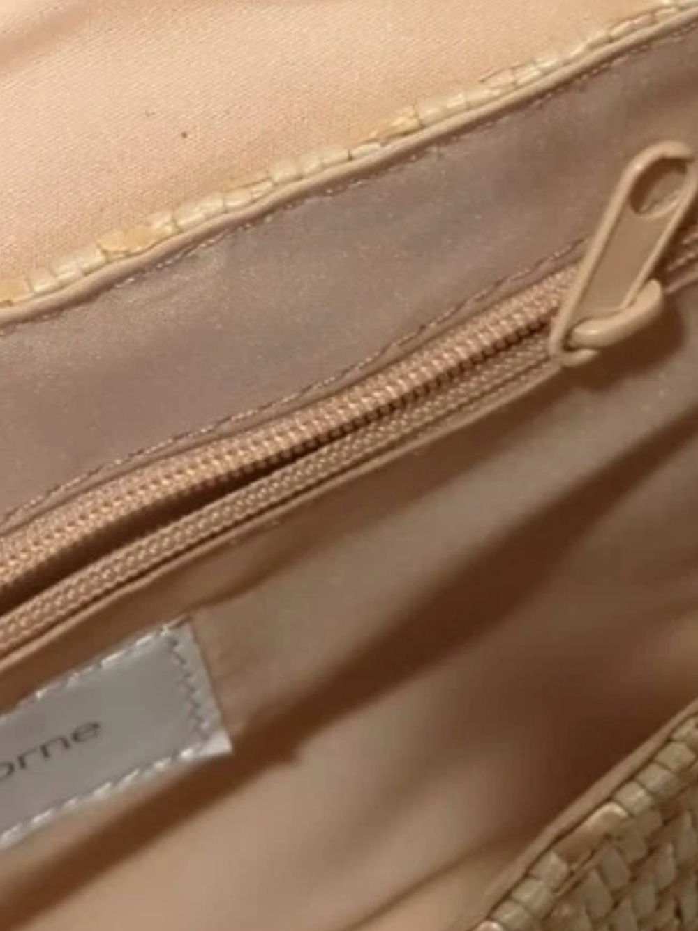 Liz Claiborne 90s Y2K Cognac Croc-Embossed and Woven Straw Shoulder Bag - Picture 6 of 16